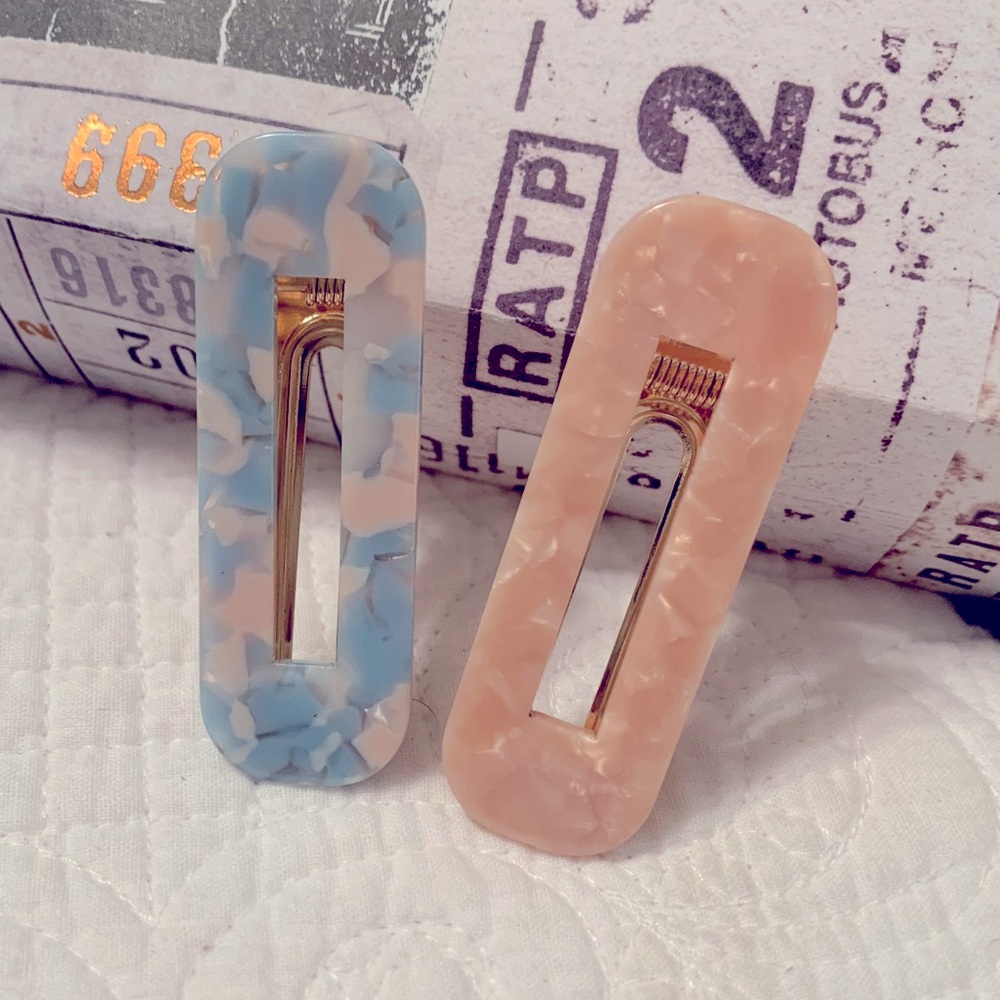 Pair Of Blue/Pink Hair Clips